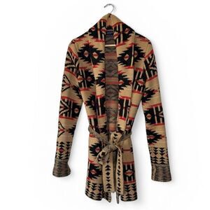 Jones New York Signature Southwestern Sweater Coat Tribal Aztec Boho Cardigan L